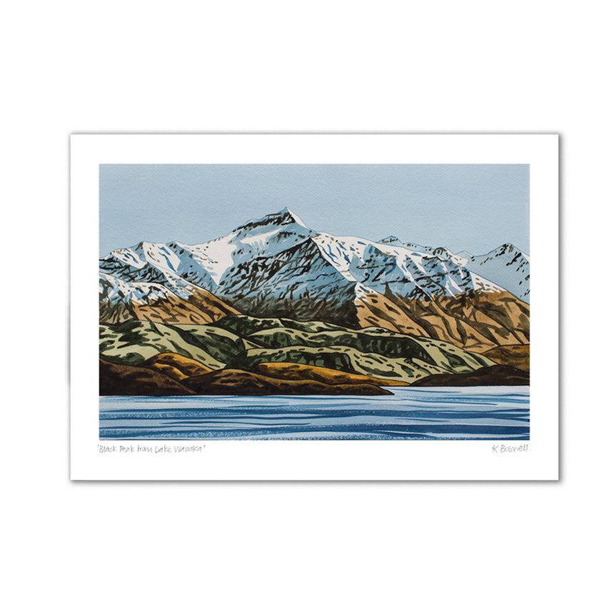 Black Peak from Lake Wanaka Art Print